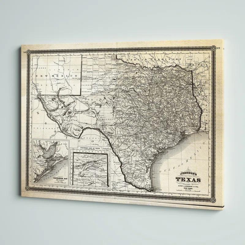 Steelside™ " Vintage Map Texas I "
