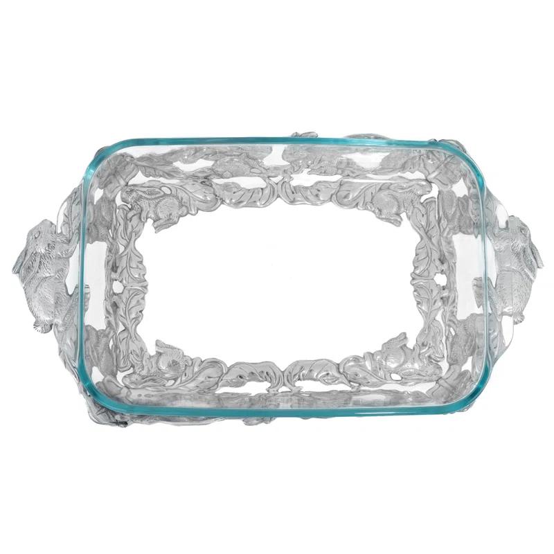 Silver Bunny Aluminum and Glass 3-Quart Casserole Dish