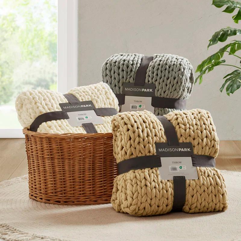 Kelly Clarkson Home Madison Hand Made Chunky Double Knit Throw Blanket