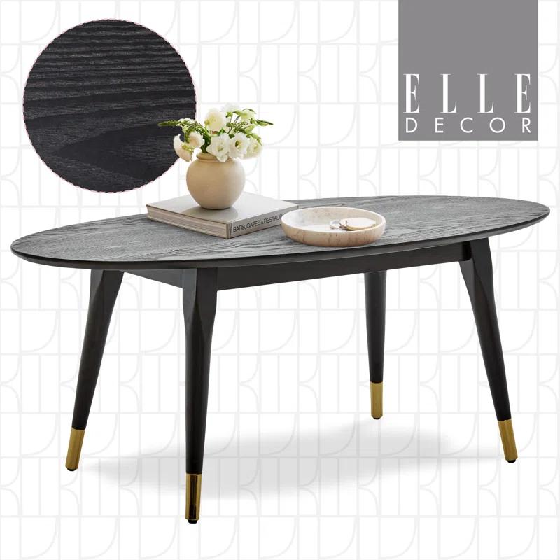 Elle Decor Clemintine Elle Decor Mid-Century Modern Oval Coffee Table with Brass Accents