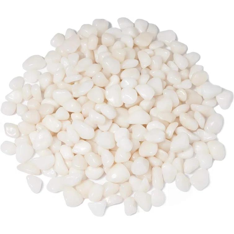 GASPRO 5lb Small White Decorative Rocks for Plants, Vases, Succulent, 3/8" Pebbles, High Polished
