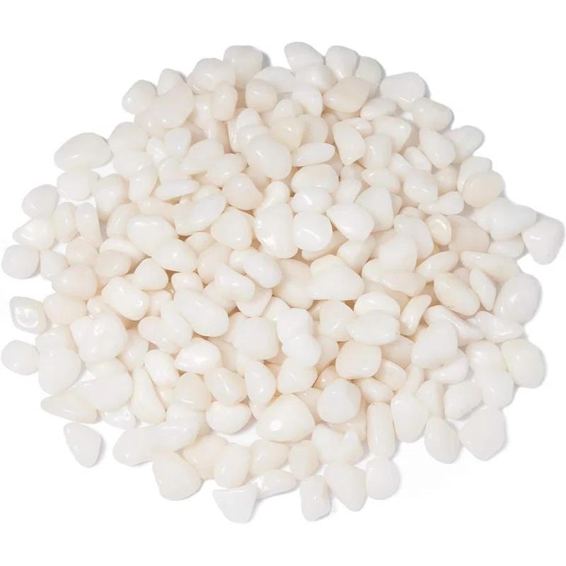 GASPRO 5lb Small White Decorative Rocks for Plants, Vases, Succulent, 3/8" Pebbles, High Polished