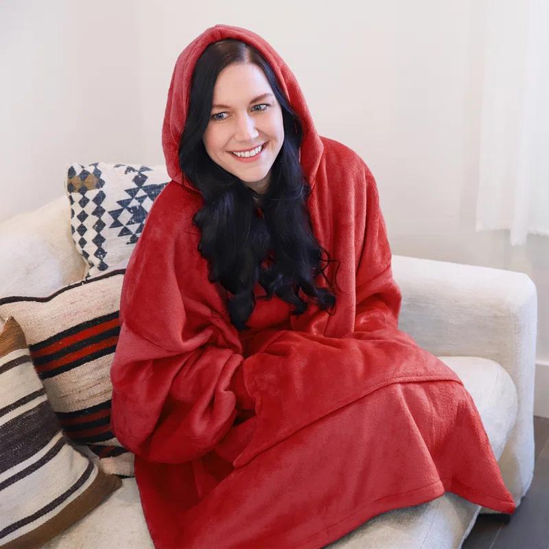 Catalonia Oversized Hoodie Blanket Sweatshirt, Warm Sherpa Giant Pullover with Front Pocket for Men Women