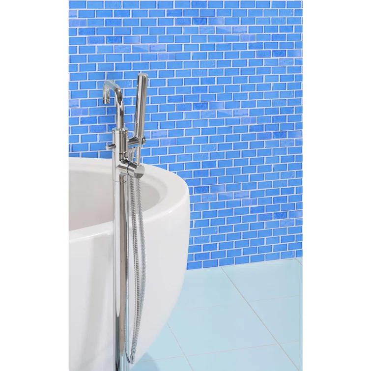 Abolos Landscape 1 in. x 2 in. Translucent Glass Plastic Face Mounted Brick Mosaic Designer Pool Tile
