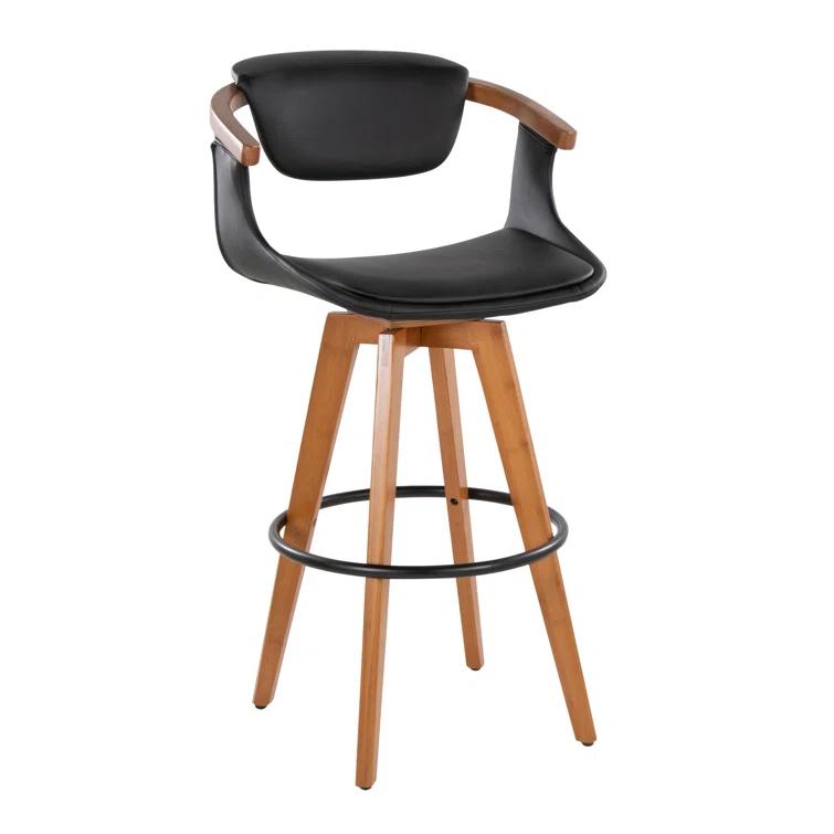 Mistana™ Dirksen Swivel Upholstered Counter Stool with Solid Wood Frame