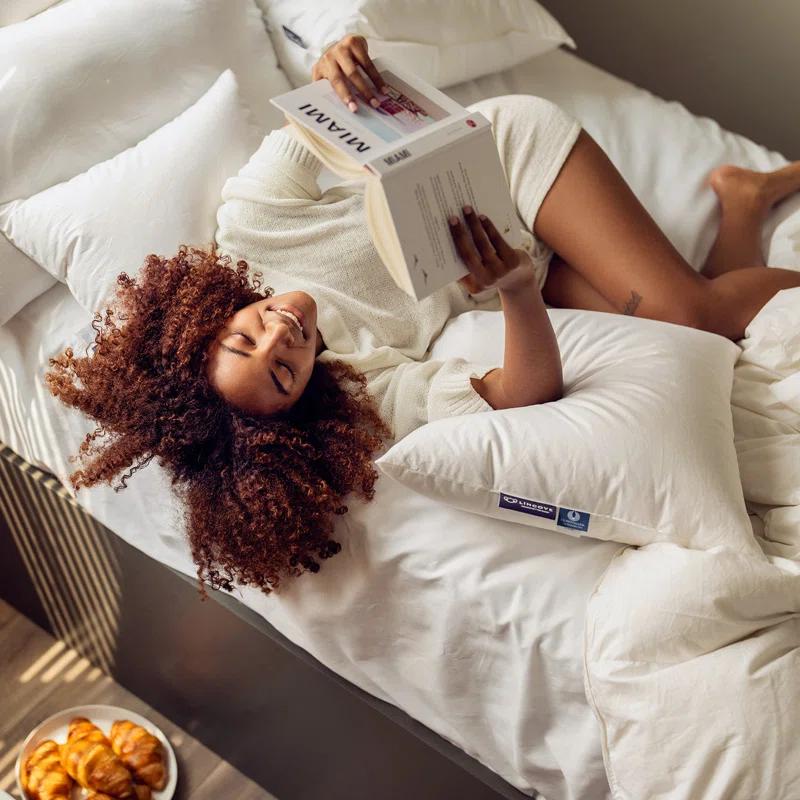 Lincove® Lincove Down & Feather Bed Pillows - Luxury Hotel Collection - 100% Cotton - 2 Pack