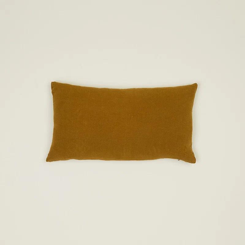 Simple Embroidered Linen Lumbar Throw Pillow