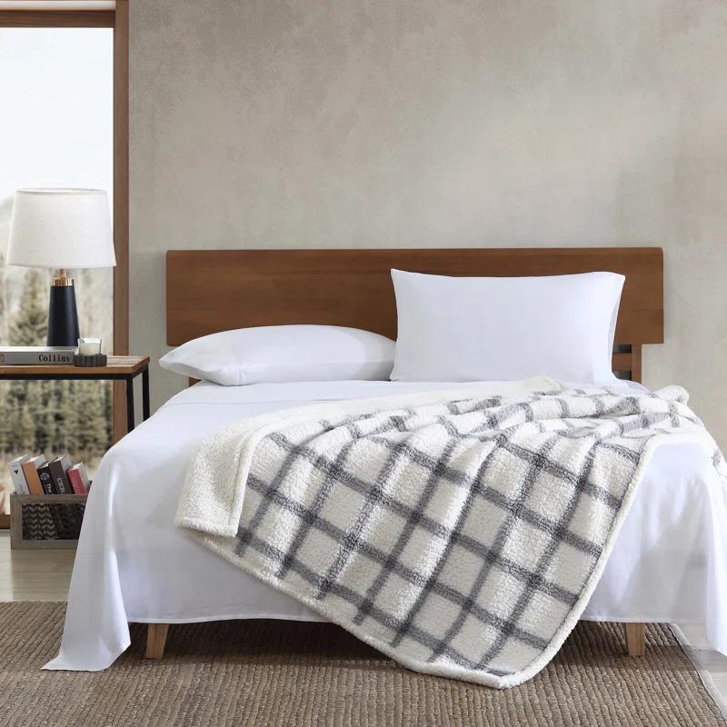 Eddie Bauer Printed Sherpa Reversible Throw Blankets