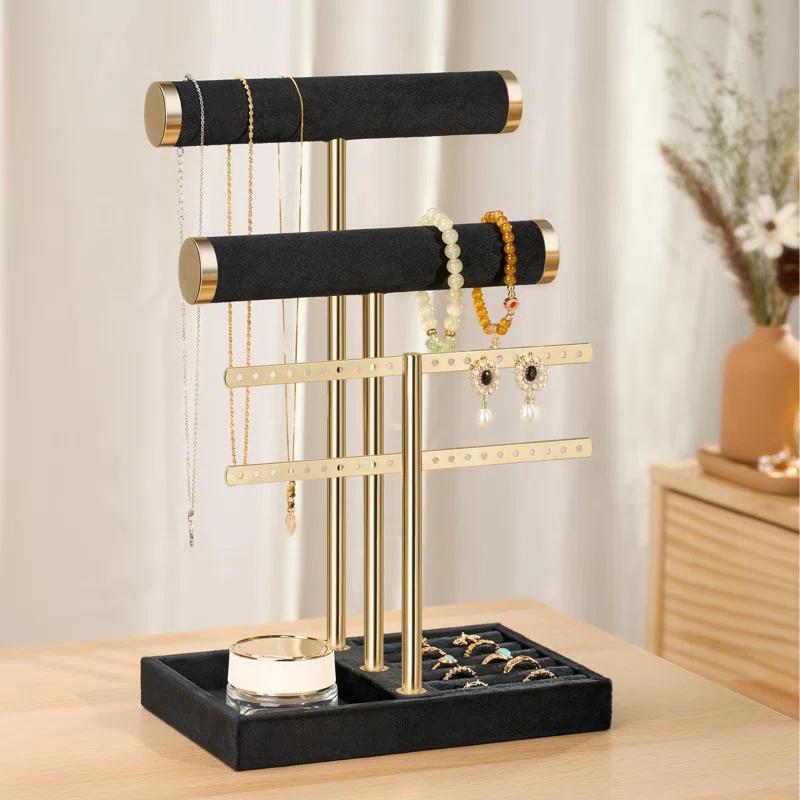 Mercer41 3-Tier Detachable T-Shaped Velvet Bracelet Rack For Bracelets, Necklaces