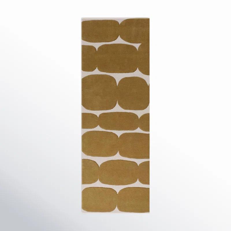Brick Road Handmade TuftedWool/Cotton Mustard Yellow/Ivory Area Rug
