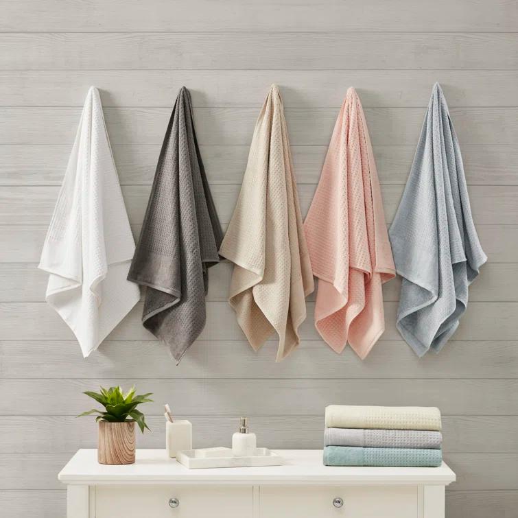 Madison Park Spa Waffle Cotton Jacquard Antimicrobial Bath Towel 6 Piece Set