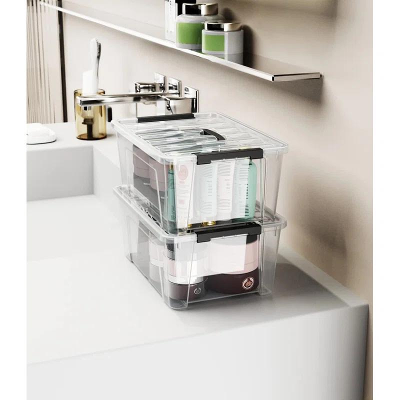 Rebrilliant Clear Storage Latch Bins, 6-Pack Storage Organizer Box With Handle And Lids, 5-Litre