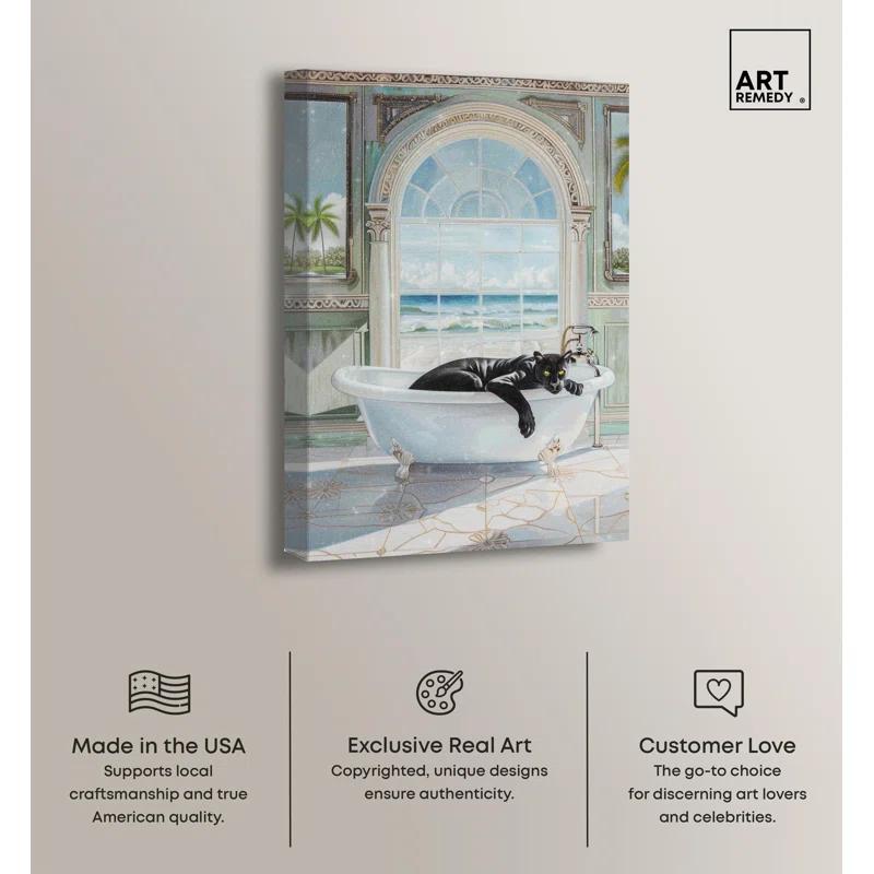 Art Remedy Panther Arch Bathroom Canvas Glam Bathroom Art by Art Remedy