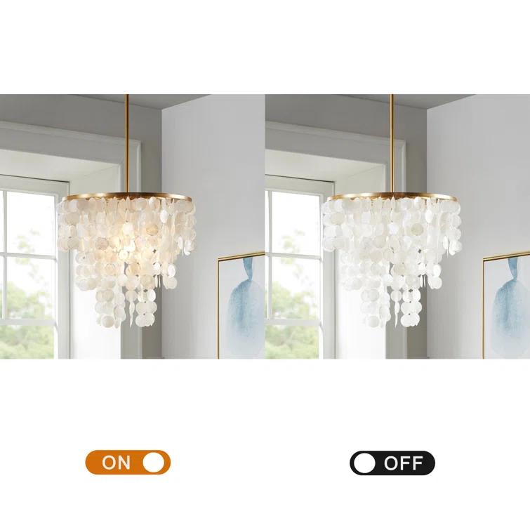 Urban Habitat Isla Dimmable Layered Capiz Chandelier