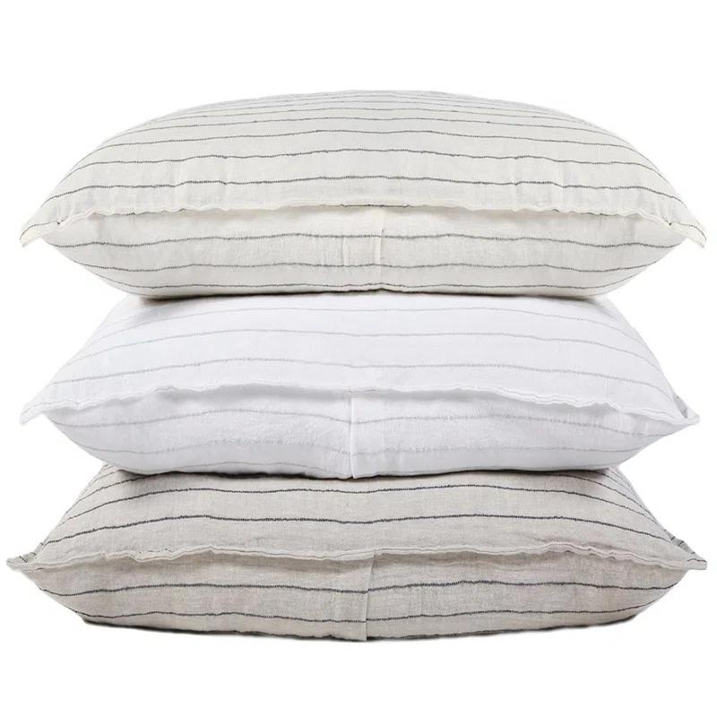 Blake Linen Sham by Pom Pom at Home - Flax and Midnight / Standard
