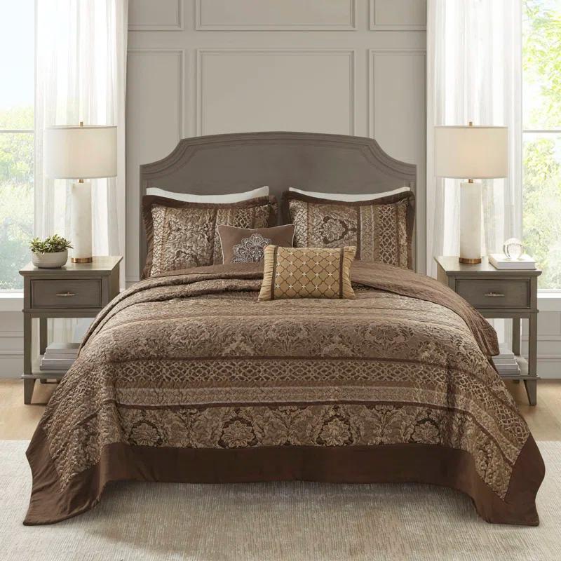 Madison Park Bellagio 5 Piece Reversible Jacquared Coverlet Set