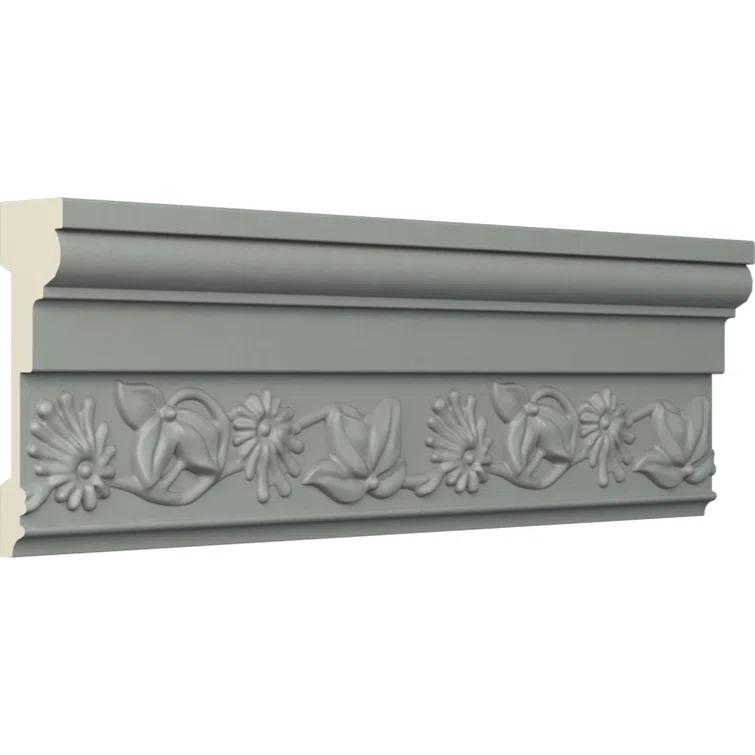 Ekena Millwork Endurathane Dylan Spring Chair Rail, 4"H x 1 1/8"P x 94 1/2"L, (6 3/8"Repeat), Factory Primed (8-Pack) (Set of 8)