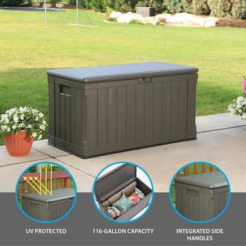 Emperic Design Emperic Design 61'' W 180 Gallons Water Resistant Resin Lockable Deck Box