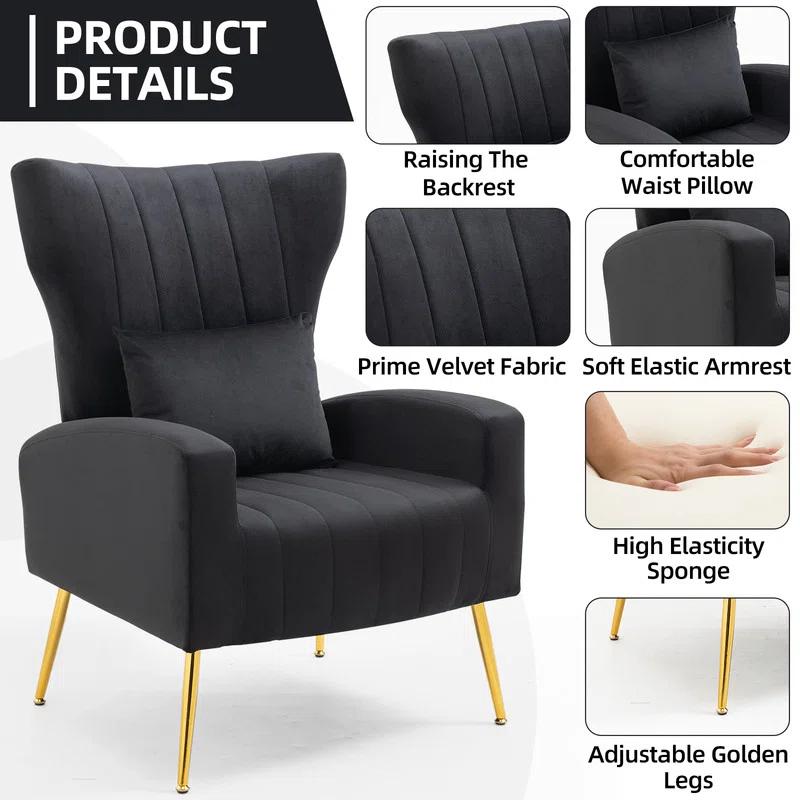 Mercer41 Upholstered Velvet Armchair (Set of 2)
