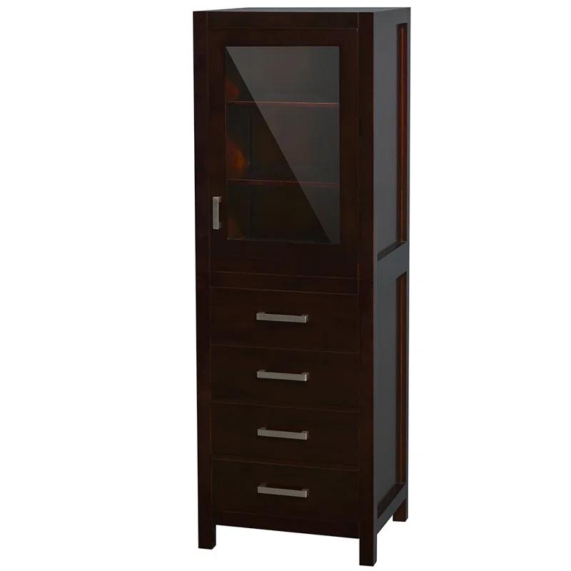 Wyndham Collection Sheffield Solid Wood Freestanding Linen Cabinet