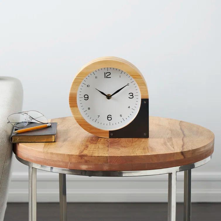 Cole And Grey Wood Round Abstract Clock