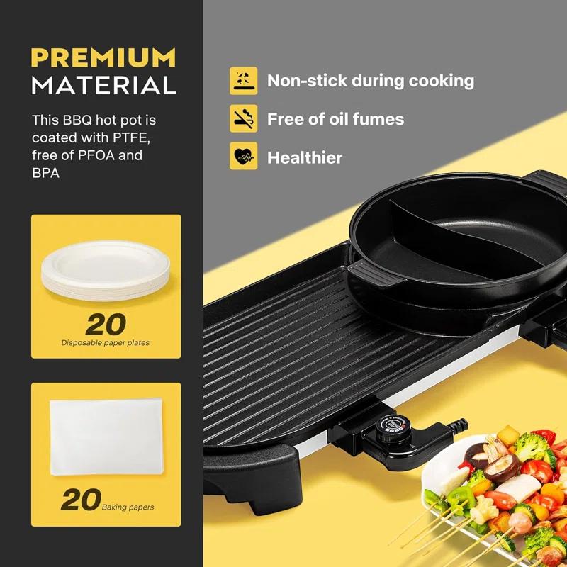 VIVOHOME VIVOHOME 28'' Non Stick Electric Grill with Glass Lid