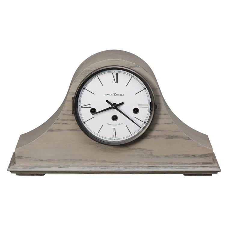 Howard Miller® Lakeside Modern & Contemporary Roman Numeral Oak Wood Key-Wind/Westminster Tabletop Clock in Gold