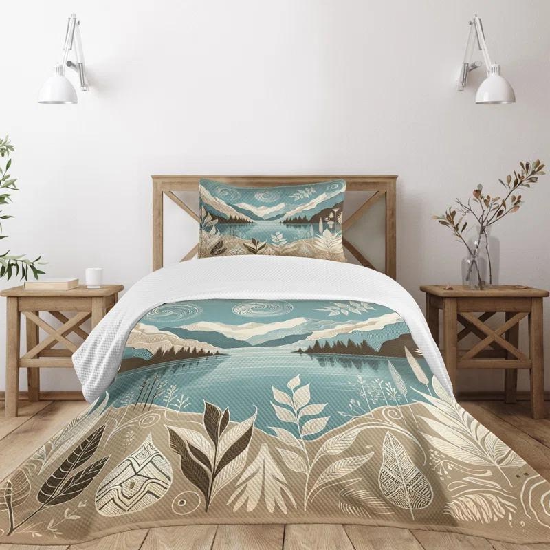 Ambesonne Floral Coverlet Set