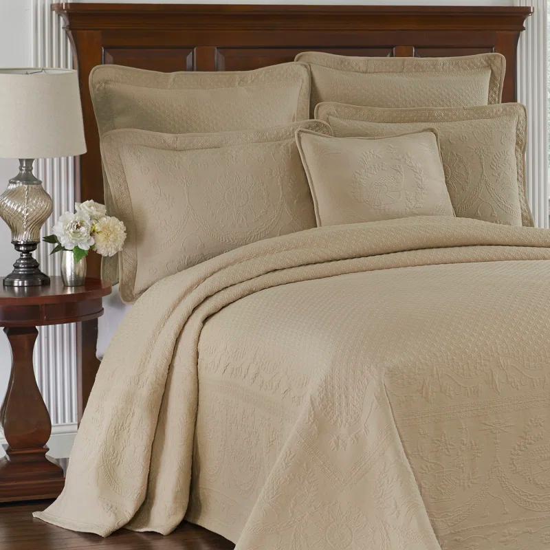Historic Charleston King Charles Matelasse Traditional Cotton Floral Coverlet