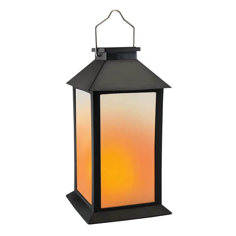 LumaBase Solar Powered Flame Effect LED Black Lantern