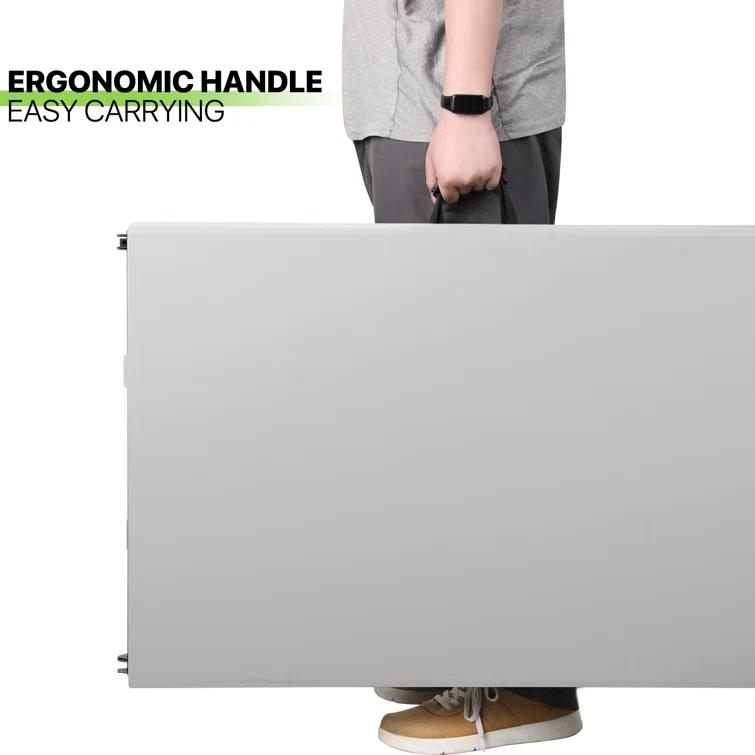 Bring Home Furniture 8Ft Heavy Duty Folding Table, Indoor Outdoor Portable Plastic Picnic Desk with Steel Legs and Handle