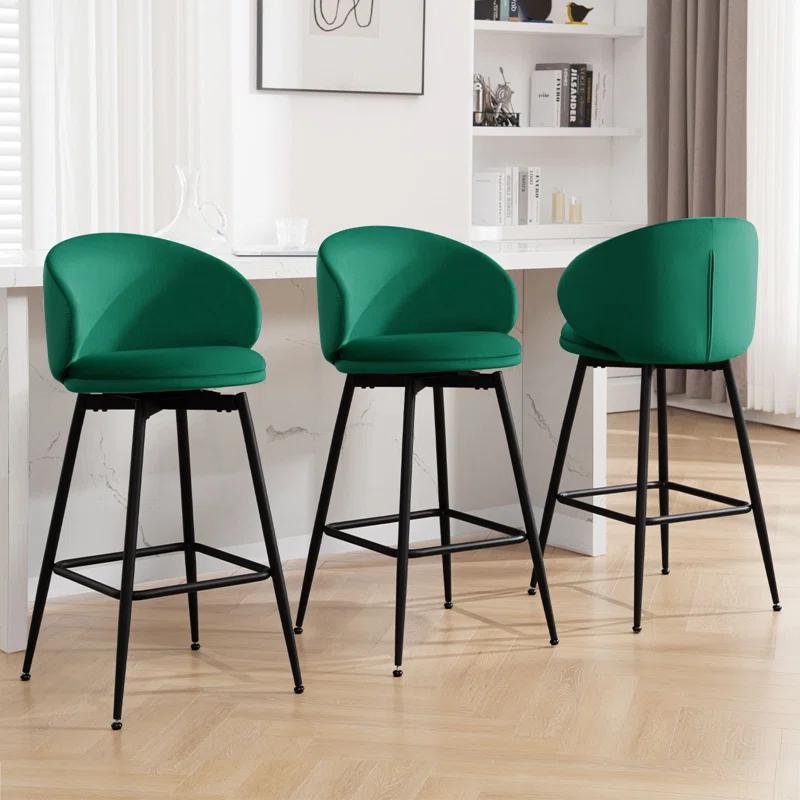 Swivel Upholstered Counter Height Bar Stools (Set of 2)