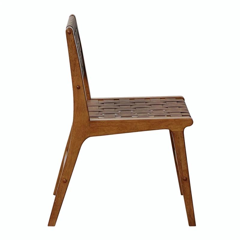 Hokku Designs Faux Leather Woven Dining Chairs Set Of 2