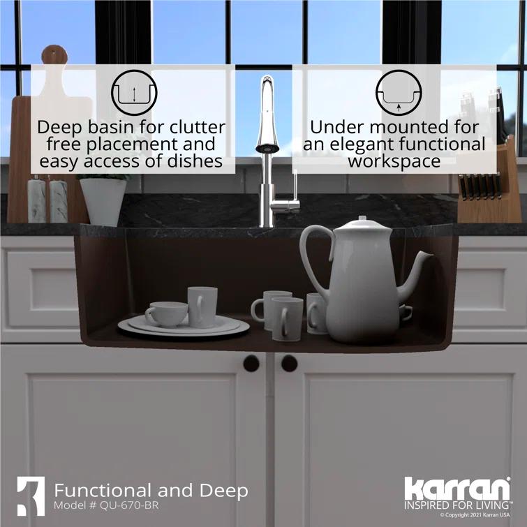 Karran Undermount Quartz Composite 31-3/4'' X 19-1/4'' Single Bowl Kitchen Sink
