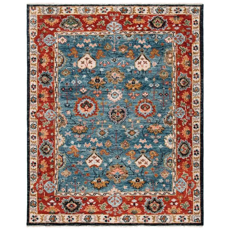 Samarkand SRK117 Hand Knotted Area Rug - Blue/Red - 6'x9' - Safavieh.