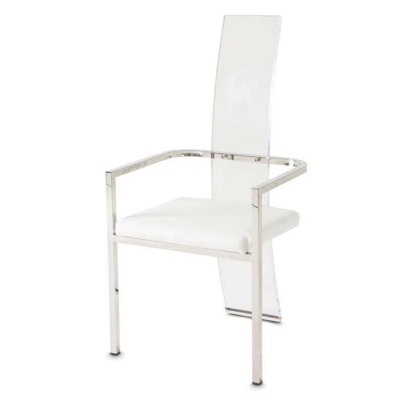 Michael Amini State St. Arm Chair in Satin White