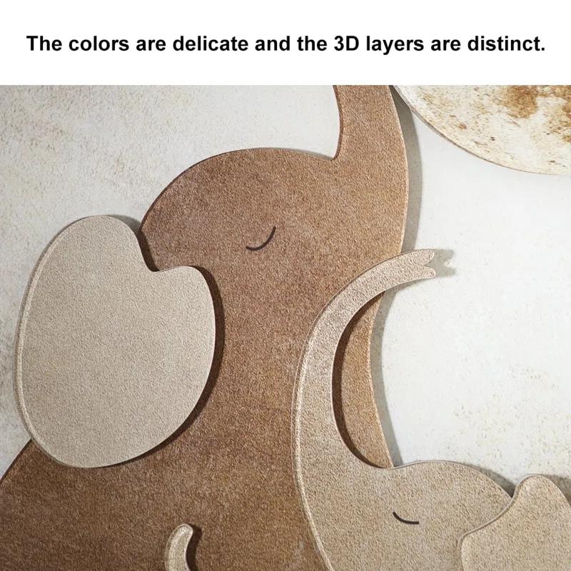 Homary 31.5" Arched LED 3D Acrylic Elephant Moon Wall Sculpture Art Decor Living Room Bedroom