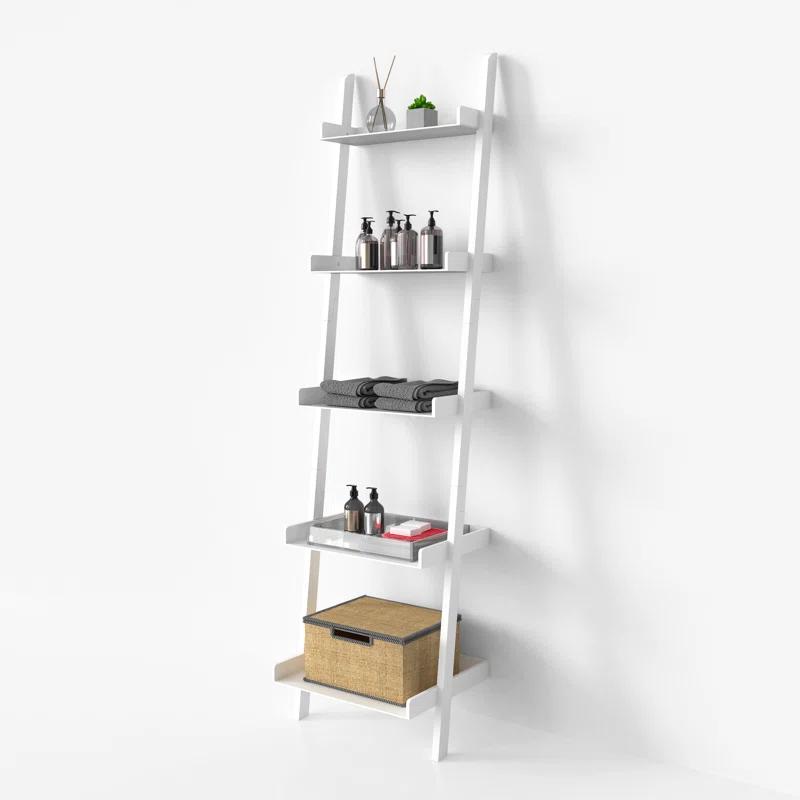 Ballucci Lado 5-Tier 67" H x 18" W Wood Leaning Ladder Bookcase