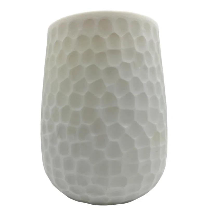Bergamo Art 10" High Decorative Handmade Patterned White Glass Vase