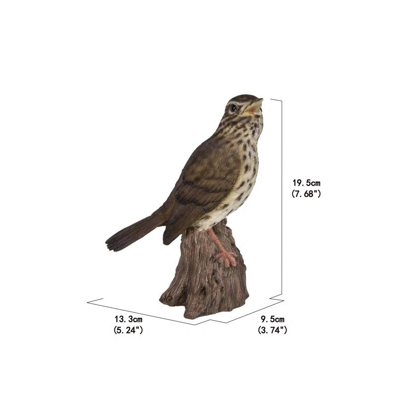 Songbird Standing on Stump Statue