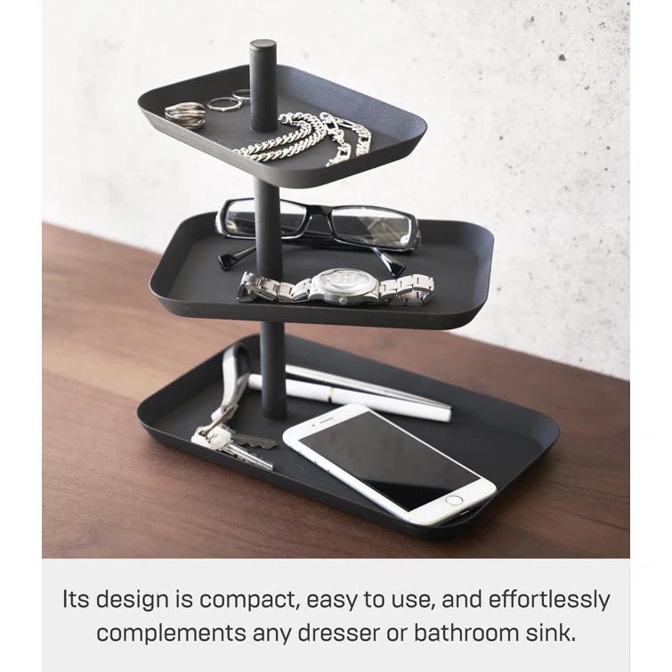 Yamazaki Home 3-Tier Accessory Tray - Jewelry Holder & Storage Organizer, Steel