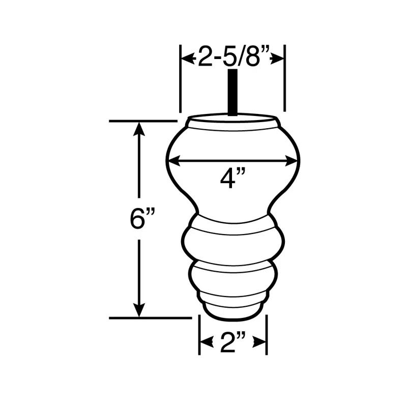 5 in x 4 in Stained Solid Hardwood Round Sofa Leg (Set of 4)