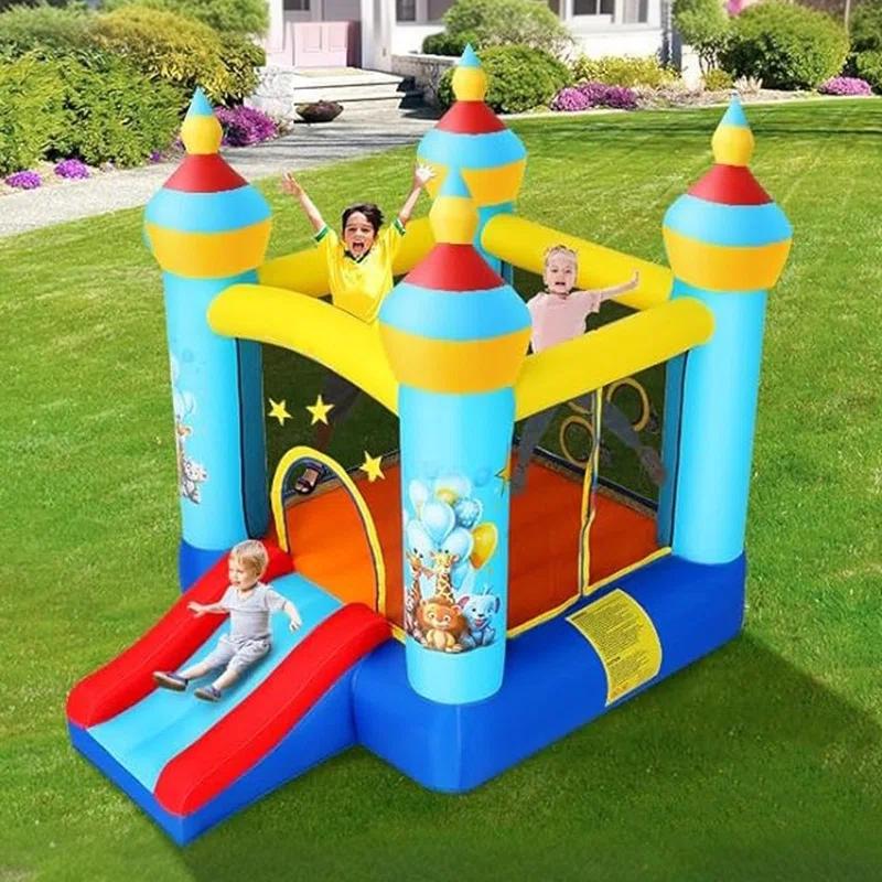Ancheer 9ft x 6ft Animal Inflatable Bounce House for Kids, Inflatable Bouncy Castle with Blower, Jumping House with Slide/Pitching Game, Indoor Outdoor Toddler Kids Party