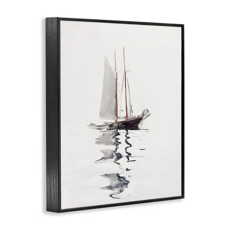 Stupell Industries " Tranquil Sailboat Vessel Floating Lone Ocean Reflection " by Lettered And Lined Painting Print