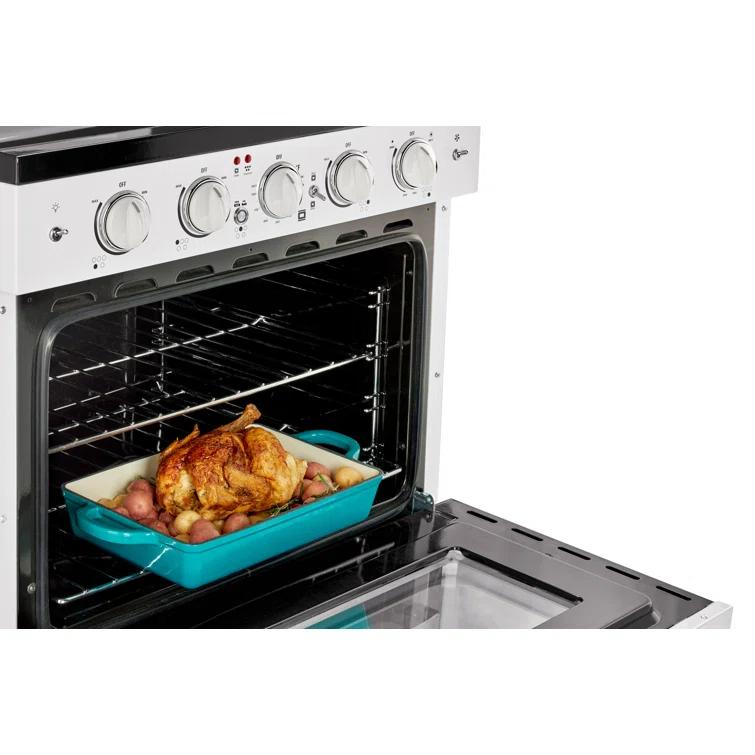 Unique Appliances Classic Retro 30" 5 Element 3.9 cu. ft. Freestanding Electric Glass Top Range with Convection Oven UGP-30CR EC W