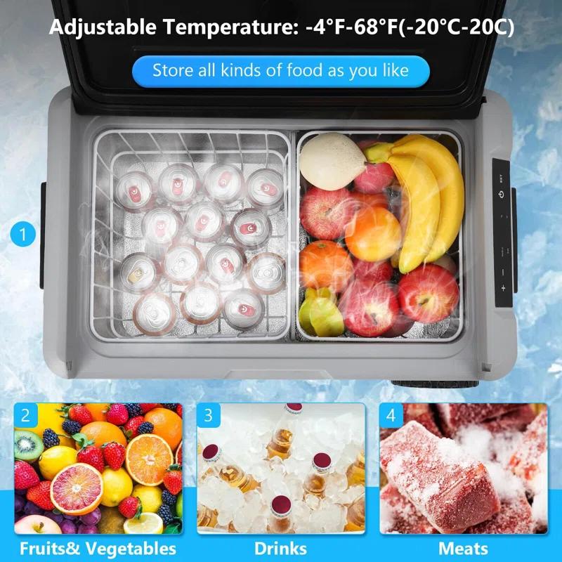 Portable Refrigerator, Portable Freezer, 37 Quart(35L) Electric Cooler
