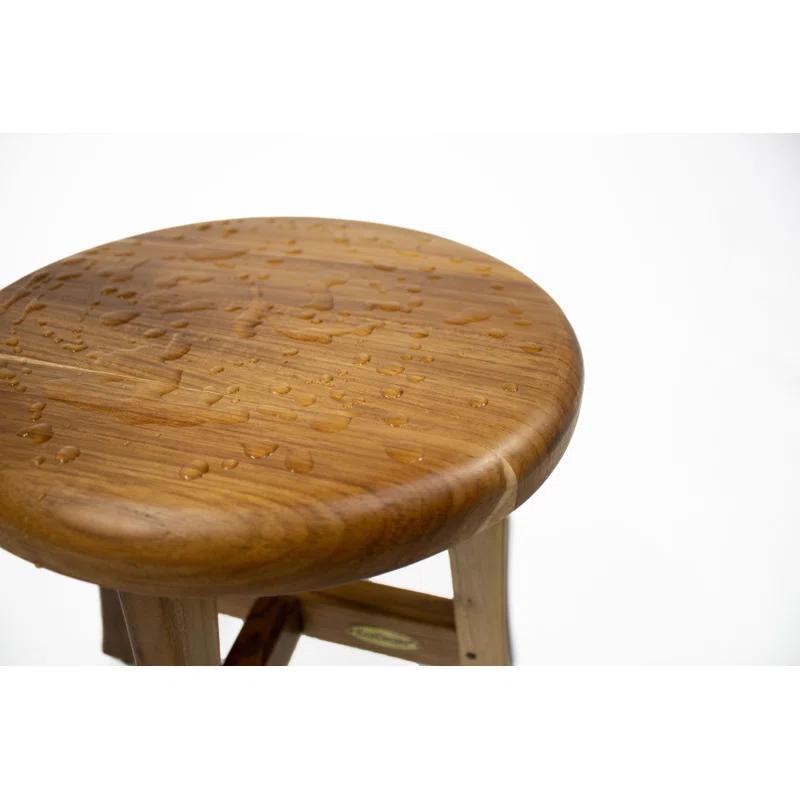 EcoDecors EcoDecors' Shoji 13.5" H Teak Shower Footstool. Foot Stool for Shower, Shower Stool 12" W, in Earthy Teak