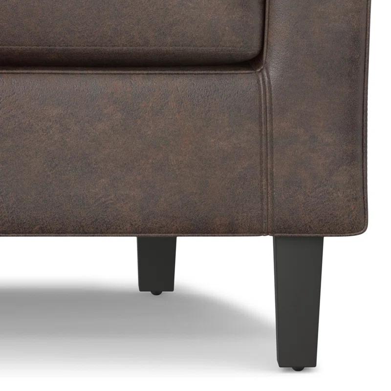Simpli Home Austin 30"W Upholstered Vegan Faux Leather Contemporary Tub Accent Chair with High Arms and Deep Seat