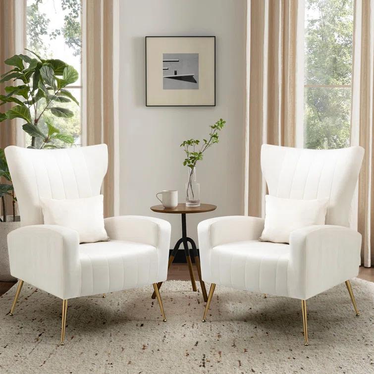 Mercer41 Upholstered Velvet Armchair (Set of 2)