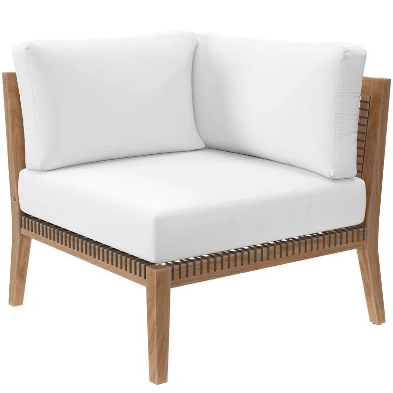 Modway Clearwater Outdoor Patio Teak Wood 6-Piece Sectional Sofa